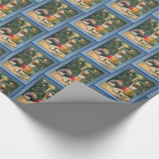 Papier Cadeau Trois mignons souris décorent l'arbre Noël (Coin)