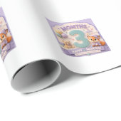 Papier Cadeau Trois Mois de Découverte – Bébé Milestone Little (Coin rond)
