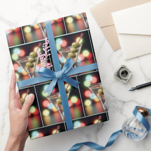 Papier Cadeau Trois olives dans un verre Martini