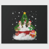 Papier Cadeau Trois Père Noël Beagle Avec Arbre De Noël (Plat)