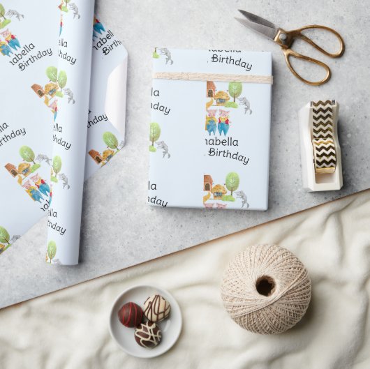 Papier Cadeau Trois Petits Cochons Conte de Fées et Folklore Col (Artisanat)