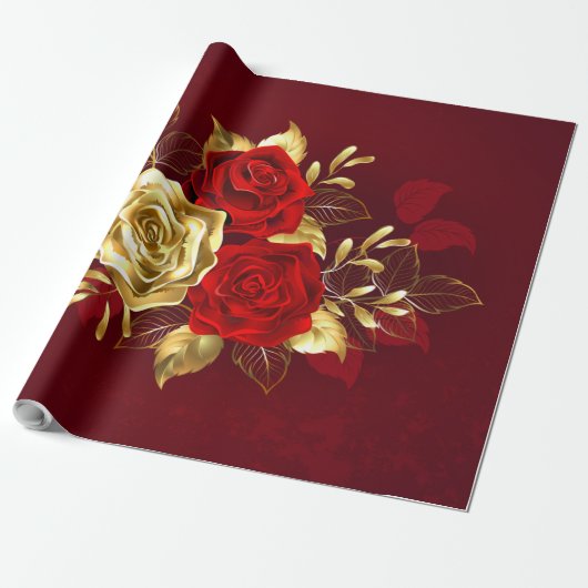 Papier Cadeau Trois Roses de bijoux (Déroulé)