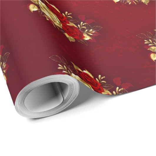 Papier Cadeau Trois Roses de bijoux (Coin rond)