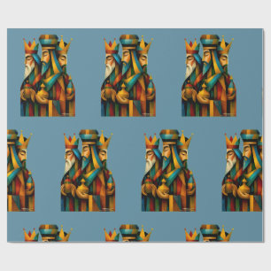 Papier Cadeau Trois Sages Hommes Art de Nativité Abstrait