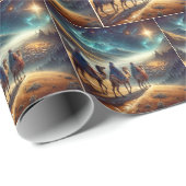 Papier Cadeau Trois Sages suivant une étoile (Coin rond)