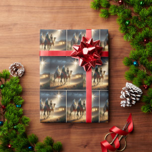 Papier Cadeau Trois Sages suivant une étoile