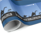 Papier Cadeau Trois sages sur des dinosaures (Coin rond)