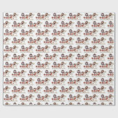 Papier Cadeau Trois Snowmen amicaux - Blanc & Rouge (Plat)