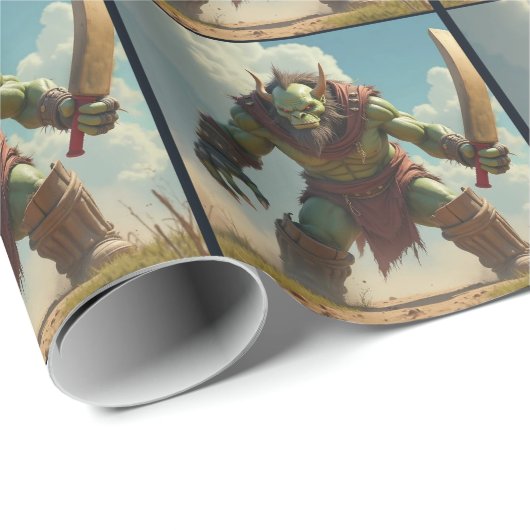 Papier Cadeau Troll Baket Cricket Anniversaire papier enveloppé (Coin rond)