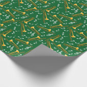 Papier Cadeau Trombone Music Notes Motif vert (Coin)