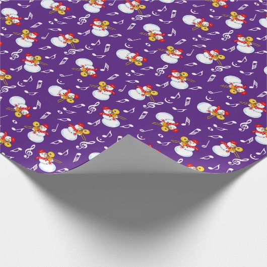 Papier Cadeau Trombone Snowman Music Notes Motif (Coin)