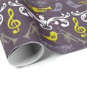 Papier Cadeau Trompette et oiseau (Coin rond)