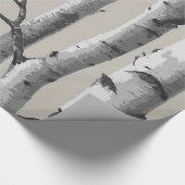 Papier Cadeau Troncs d'arbre de bouleau blanc sur le beige (Coin)