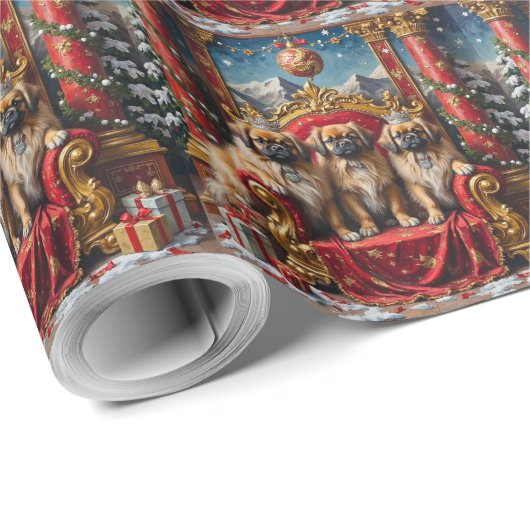 Papier Cadeau Trône Impérial de Noël Pékinois (Coin rond)