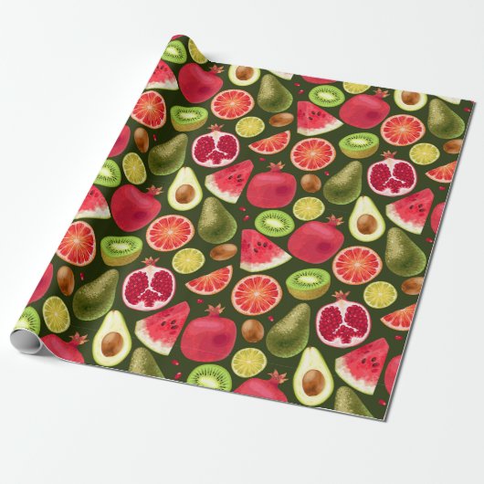 Papier Cadeau Tropcal fruit wrapping paper (Déroulé)