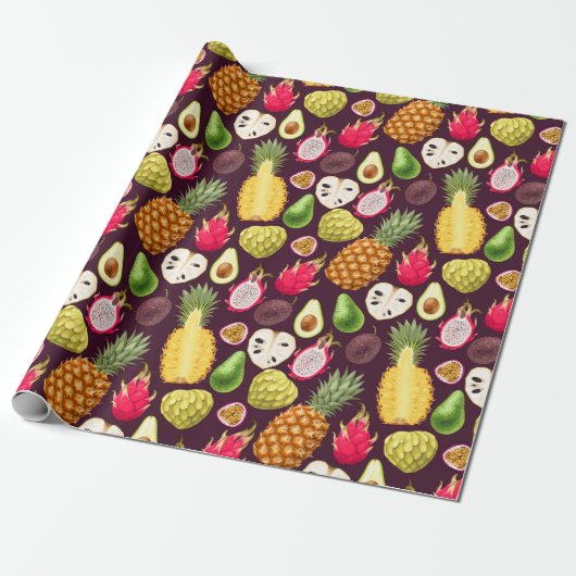 Papier Cadeau Tropcal fruit wrapping paper (Déroulé)