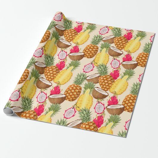 Papier Cadeau Tropcal fruit wrapping paper (Déroulé)