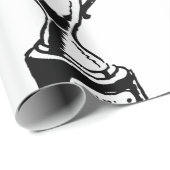 Papier Cadeau Trophée Dessiné à la Main Rétro Noir et Blanc (Coin rond)