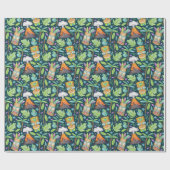 Papier Cadeau Tropical Amusement Jungle Tiki Volcano (Plat)