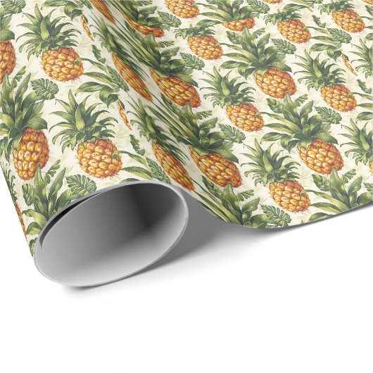Papier Cadeau Tropical Ananas (Coin rond)