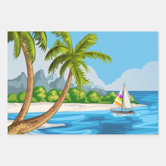 Papier cadeau Tropical Beach (Devant)