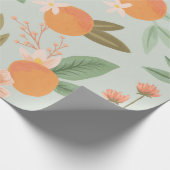Papier Cadeau Tropical Citrus Floral Mint Green (Coin)