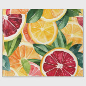 Papier Cadeau Tropical Citrus Orange Fruit Slices (Plat)