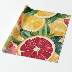 Papier Cadeau Tropical Citrus Orange Fruit Slices