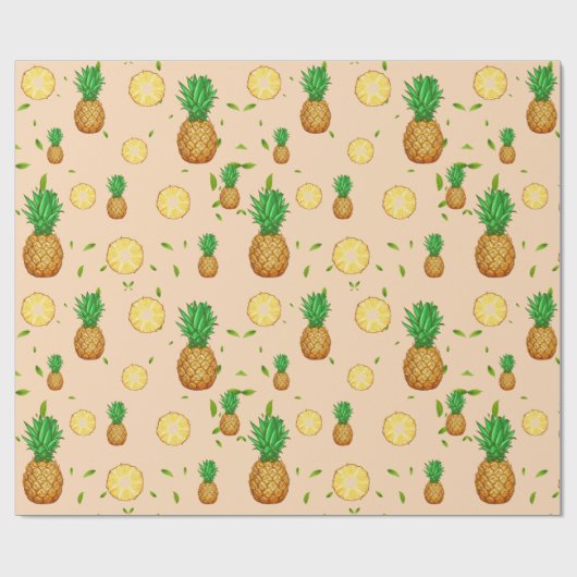Papier Cadeau TROPICAL ÉTÉ Aiguille FRUITS motif de tranche (Plat)