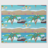 Papier Cadeau Tropical Family Beach Cruise Fun (Plat)