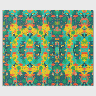 Papier Cadeau Tropical Fiesta Toucan & Flamant rose