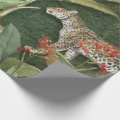 Papier Cadeau Tropical Floral Leopard Jungle Déplacement  (Coin)