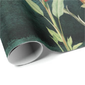 Papier Cadeau Tropical Floral Leopard Turquoise Foliage Découpag (Coin rond)