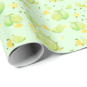 Papier Cadeau Tropical Green Citrus SUMMER Orange lemon Slice (Coin rond)