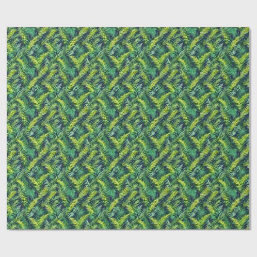 Papier Cadeau Tropical Green Leaf Fern Motif (Plat)