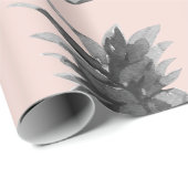 Papier Cadeau Tropical Grey & Pink Ananas Motif sans couture (Coin rond)