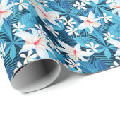 Papier Cadeau Tropical Hibiscus Floral Pattern 2 (Coin rond)
