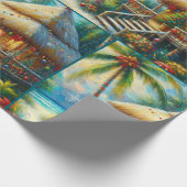 Papier Cadeau Tropical Hut Christmas Palm Tree Beach Decoupage (Coin)