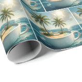 Papier Cadeau Tropical Island With Hammock in a Teacup (Coin rond)