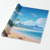 Papier Cadeau Tropical Ocean Island Sandy Beach Shore (Déroulé)