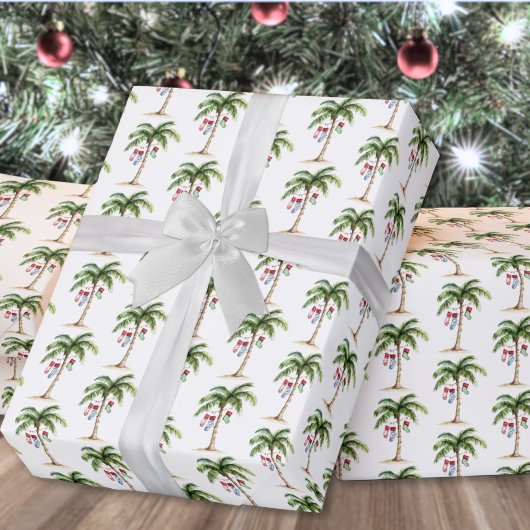Papier Cadeau Tropical Palm Beach Christmas