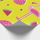 Papier Cadeau  tropical patternwith pink pineapple, flamingos, w (Coin)