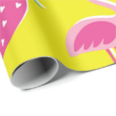 Papier Cadeau  tropical patternwith pink pineapple, flamingos, w (Coin rond)