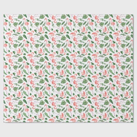 Papier Cadeau Tropical Pink Flamingo Pattern v2 (Plat)