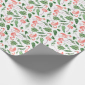 Papier Cadeau Tropical Pink Flamingo Pattern v2 (Coin)