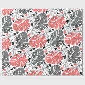 Papier Cadeau Tropical print monstera leaves scissors jungle exo (Plat)