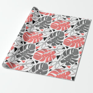 Papier Cadeau Tropical print monstera leaves scissors jungle exo