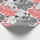 Papier Cadeau Tropical print monstera leaves scissors jungle exo (Coin)