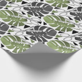 Papier Cadeau Tropical print monstera leaves scissors jungle exo (Coin)