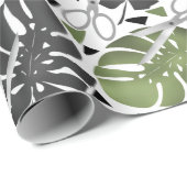 Papier Cadeau Tropical print monstera leaves scissors jungle exo (Coin rond)